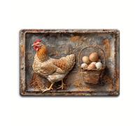 Vintage Chicken and Fresh Eggs Aluminium Metal Tin Sign 8x12 Inch Tin Poster Wall are Decor New