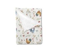 Vintage Chicken Breeds Floral Baby Blanket for Girl Boy Rooster Hen Flowers Leaves Soft Swaddle Receiving Blanket Flannel Farm Animal Newborn Toddler Nursery Crib Bed Blankets Playmat 30x40