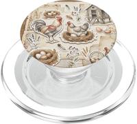 Vintage Chicken Coop Farm Collage Rustic Hen Illustration PopSockets PopGrip for MagSafe