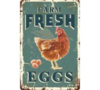 Vintage Chicken Coop Metal Signs - Farm Fresh Eggs Chicken Tin Sign, Funny Metal Signs Accessories Outdoor Home Wall Decor 8x12 inch