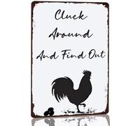 Vintage Chicken Coop Tin Sign Cluck Around And Find Out Metal Tin Signs Funny Chicken Decor For Farmhouse Chicken Coop Novelty Gift for Chicken Lovers 8x12 Inch