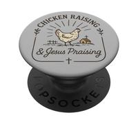 Vintage Chicken Raising And Jesus Praising Cool-Looking Farm PopSockets Adhesive PopGrip