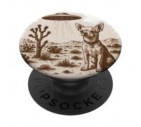 Vintage Chihuahua UFO Wild West Funny Cowboy PopSockets Adhesive PopGrip