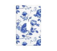 Vintage China Blue Rose Pattern Minimal Light Switch Cover Decorative Single Toggle 1 Gang Wall Plate for Kitchen Farmhouse Bedroom Bathroom Art Decor
