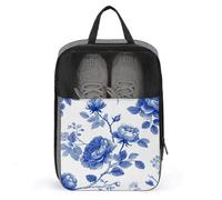 Vintage China Blue Rose Pattern Minimal Shoe Bag for Travel Daily Use Anti-dust Storage Carrier Golf Shoe Pouch