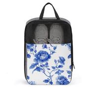 Vintage China Blue Rose Pattern Minimal Shoe Bag for Travel Daily Use Anti-dust Storage Carrier Golf Shoe Pouch