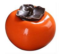 Vintage Chinese Ceramic Tea Jar - Airtight Persimmon-Design Storage Caddy for Loose Leaf Tea, Coffee & Sugar, Decorative Kitchen Canister