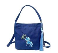 Vintage Chinese Floral Embroidery Zipper Handbag - Elegant Hanfu Shoulder Bag for Women, Coin Purse(Color13)