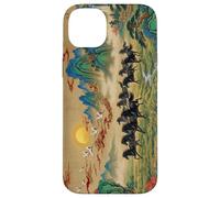 Vintage Chinese Landscape Black Horses Feng Shui Art Case for iPhone 14 Plus