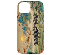 Vintage Chinese Landscape Black Horses Feng Shui Art Case for iPhone 15 Plus