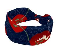 Vintage Chinese National Peony Flowers Wide Headbands for Women Non Slip, Workout Headband, Elastic Hair Bands, Sweat Yoga Hairband, Knotted Head Wraps for Girl Ladies