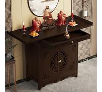 Vintage Chinese Style Altar Table With Drawers Freestanding Altar Table With Storage Layer And Auspicious Cloud Carving, Suitable For Family Temple Ancestral (Size:39.9*15.7*39.3in,Color:Walnut Color)