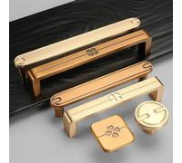 Vintage Chinese Style Antique Brass Hardware European Style Garden Cabinet Handle Cabinet Knob Door Pull Drawer Hardware(5380-96-Coffee)