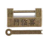 Vintage Chinese Style Copper Lock for Jewelry Box Horizontal Opening Security Organizer Antique Finish Distressed Padlock Protecting Necklaces Bracelets Rings Earrings Watches Storage