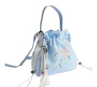 Vintage Chinese Style Flower Embroidery Crossbody Bag for Women | Hanfu Inspired Drawstring Bucket Handbag(Color5)