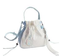 Vintage Chinese Style Flower Embroidery Crossbody Bag for Women | Hanfu Inspired Drawstring Bucket Handbag(Color4)