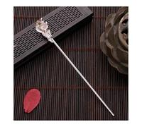 Vintage Chinese Style Hanfu Hair Chopsticks Hairpin Women Metal Glaze Hair Fork Woman Jewelry Hair Clip(Silver Rose Quartz)