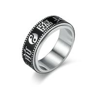 Vintage Chinese Style Nine Word Truth Rotating Decompression Stainless Steel Ring Ring Relieves Anxiety China-Chic Titanium Steel Hand Jewelry