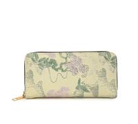 Vintage Chinese Styles Long PU Leather Wallet with Multiple Card Slots and Zippers Design Card Holder Phone Pouches Travel Wallet Organizers