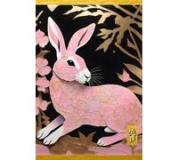 VINTAGE CHINESE ZODIAC SIGN Bunny Rabbit Hare Buck Doe-*JOURNAL NOTEBOOK DIARY SKETCH BOOK* Year of the Horoscope Animal Black Pink Gold Asian Art ... ... - Year of the Animal - Black Pink Gold)