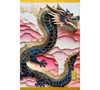 VINTAGE CHINESE ZODIAC SIGN Dragon Reptile *JOURNAL NOTEBOOK DIARY SKETCH BOOK* Year of the Horoscope Animal Asian Folklore Art Women Men Teen GIFT: ... - Year of the Animal - Black Pink Gold)