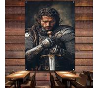 Vintage Christ Jesus Knights Templar Art Posters and Prints Wall Decor Banner Crusader Flag Canvas Painting Dorm Room Home Decoration Mural Wall Background Hanging Cloth,38X57 inches