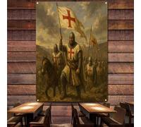 Vintage Christ Jesus Knights Templar Wall Art Posters and prints Ancient Military Art Tapestry Crusader Banners Wall Hanging Flags Wallpaper Canvas Painting Home Decoration,38X57 inches