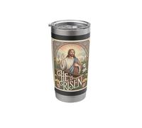 Vintage Christian Easter Jesus Tomb He is Risen Art Nouveau Stainless Steel Insulated Tumbler