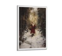 Vintage Christmas Art Canvas Poster Bedroom Living Room Decoration Painting Frame-style 12x18inch(30x45cm)