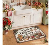 Vintage Christmas Bakery Theme Gingerbread Man Kitchen Rugs 20x31 Inch | Vintage Bakery Theme, Kitchen Runner Rugs, Seasonal Holly And Pine Branches, Festive Kitchen Decor, Cozy Baking Motifs