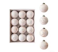Vintage Christmas Baubles 8cm Antique Shatterproof Plastic Set 12