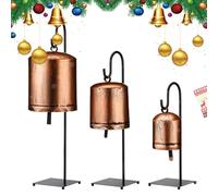 Vintage Christmas Bells - Metal Christmas Decoration Cow Bells | 3X Festival Retro Country Decor, Decoration Cow with Stand