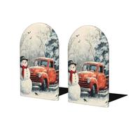 Vintage Christmas Book Ends 1 Pair Snowman Wooden Bookends for Shelves Heavy Duty Bookshelf Holder with Anti Slip Base, Book Stopper for Home Office Library