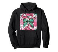Vintage Christmas Candy Cane Art Coquette Bow Xmas Pajamas Pullover Hoodie