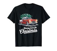 Vintage Christmas Car Holiday Gifts for Family Vintage Car Driving Home for Christmas Festive Holiday Unisex-Adults T-Shirt Black S