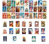 Vintage Christmas Cards - 50 Pack Holiday Postcards | Boxed Greeting Cards | A Bulk Set Of Retro Winter Scenes With Snowflake And Snowman Designs, Perfect For Seasons Greetings To Friends And Family.