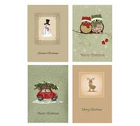Vintage Christmas Cards - Pack of 12 - Four Designs - Three of Each