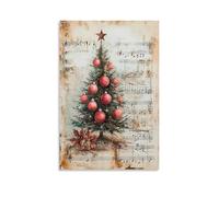 Vintage Christmas Carols Sheet Music Wall Art Paintings Canvas Prints Poster Artwork for Living Room Bedroom Bathroom Office Home Decor 20x30inch(50x75cm)