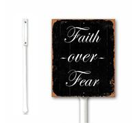 Vintage Christmas Decor Faith Over Fear Reiligious Outdoor Lawn Sign 20x30 CM Aluminum Yard Decor Seasonal Decorations Christian Gifts Rust Free