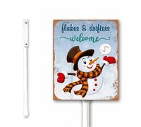 Vintage Christmas Decor Flakes And Drifters Welcome Reiligious Outdoor Lawn Sign 12X15 CM Aluminum Yard Decor Seasonal Decorations Christian Gifts Rust Free