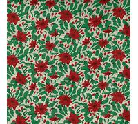 Vintage Christmas Design - (Ivory Large Mistletoe) 100% Cotton British Designed Craft Fabric for Patchwork & Quilting, Lovely Coordinated Colours & Prints - (Price per/QUARTER Metre)