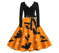 Vintage Christmas Dress for Women UK 1950s Rockabilly Cocktail Dress Long Sleeve V-Neck Festive Swing A-Line Formal Attire for Holiday Parties Light Pink