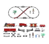 Vintage Christmas Electric Train Set, Steam Smoke Oval Track Model with Carriage and Light, for Holiday Decor