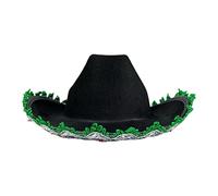 Vintage Christmas Hat With Sequins Brim Women Men Felt Ladies Cowboy Hats Party Top Bonnet Men Cosplay Hat Black Color Cowboy For Women Hats For Cosplay Party Large Brim Adult Western