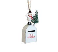 Vintage Christmas Mailbox Ornament, 6 Styles Wrought Iron Painted Hanging Decor for Xmas Tree (B)