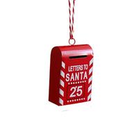 Vintage Christmas Mailbox Ornament, 6 Styles Wrought Iron Painted Hanging Decor for Xmas Tree (E)