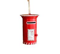 Vintage Christmas Mailbox Ornament, 6 Styles Wrought Iron Painted Hanging Decor for Xmas Tree (F)