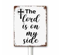Vintage Christmas Metal Sign for Outdoor The Lord Is On My Side Christmas Yard Sign with Stake Winter Holiday Lawn Garden Decor Sturdy Aluminum Rust Free 12x15 CM