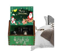 Vintage Christmas Music Box - Classical Hand-Cranked Carved Wood Musical Box,Christmas Wood Music, for Boy Girl Family Friend Birthday Valentine's Day