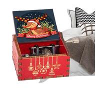 Vintage Christmas Music Box | Classical Hand-Cranked Carved Wood Musical Box,Engraved Music, Christmas Wood, Gift Decor for Halloween, Kids, Woman